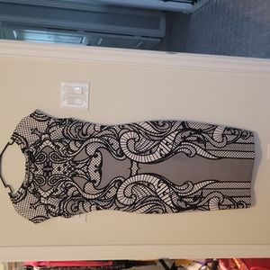 Fitted black and white dress, size 8